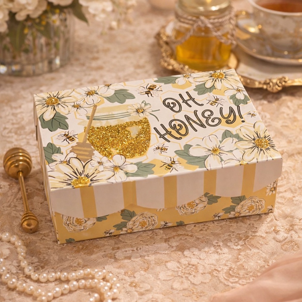 Cottagecore Bee Floral Decorative Storage Box | Spring Honey Decor Box